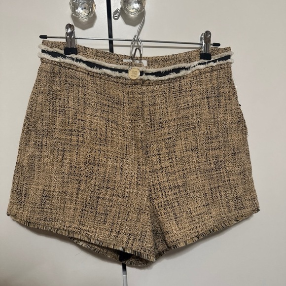 Sandro Pants - Sandro Tan Tweed High Waist Shorts